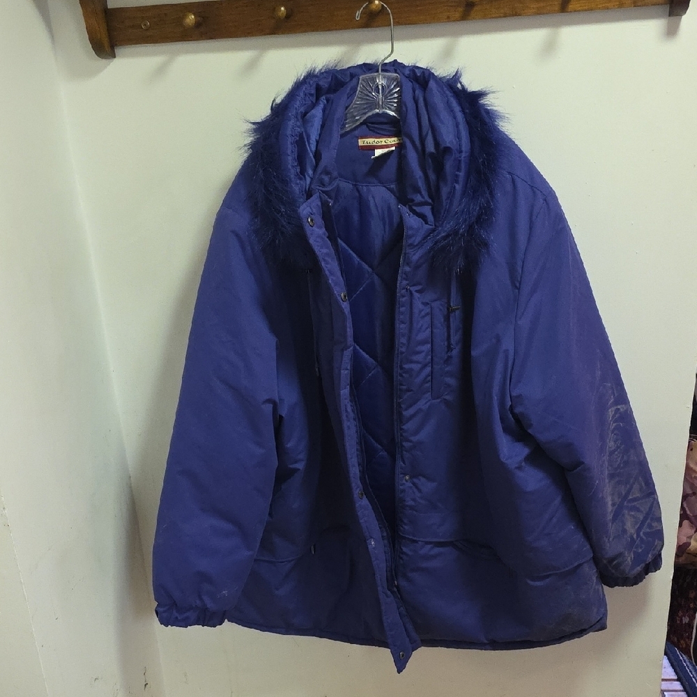 London Fog Blue Puffer Jacket Insulated Quilted Design